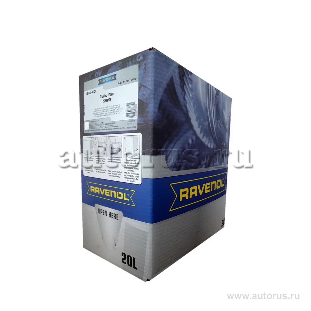 Моторное масло RAVENOL Turbo plus SHPD SAE 15W-40 (20л) ecobox 1123115-B20 (4014835776821)