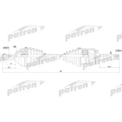 Полуось прав BMW: E46 2.5xi-3.0xd 00-05 PATRON PDS4621