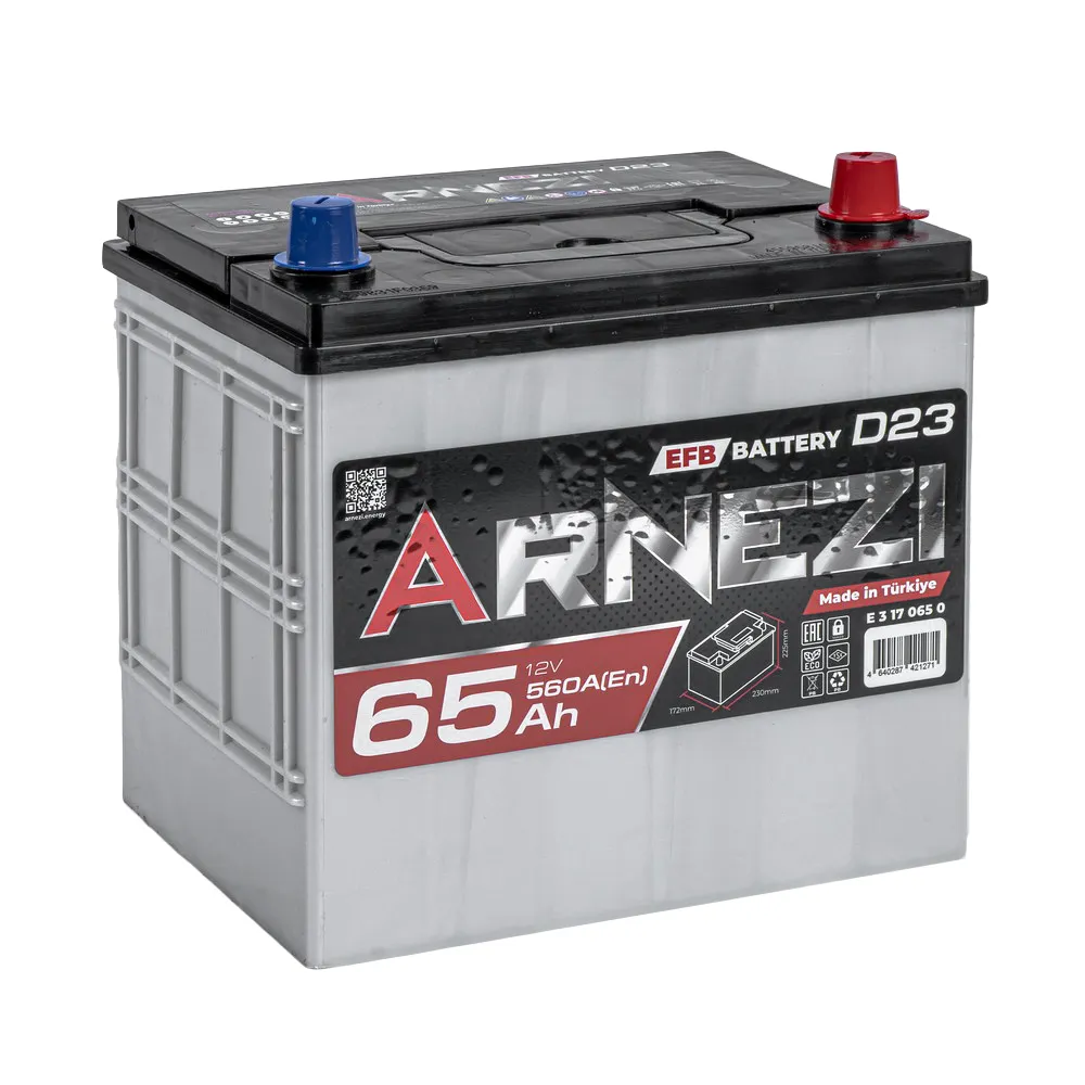 Аккумулятор ARNEZI EFB JIS Start-stop 65 А/ч обратный R+ 230x172x225 D23 EN 560 А