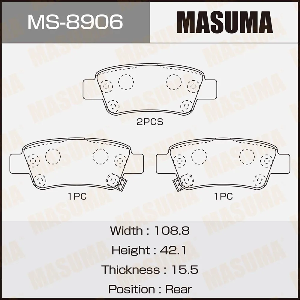 Колодки задние HONDA CR-V MASUMA MS-8906