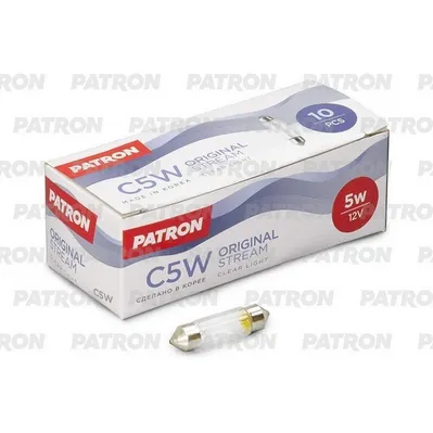 Лампа накаливания 12V C5W 5W SV8,5 PATRON Original Stream 10 шт. картон PL3501