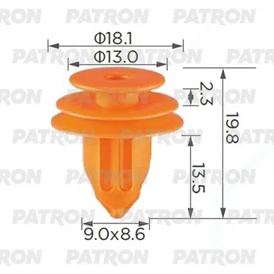 Клипса пластмассовая Ford, Lincoln применяемость: Крепление обшивки две PATRON P37-3756
