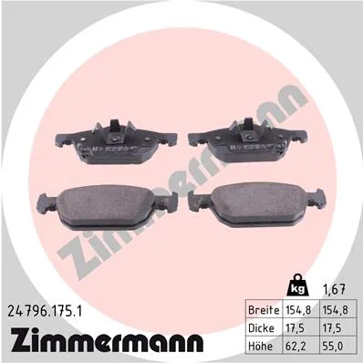 КОЛОДКИ ТОРМ ДИСК ПЕР HONDA ACCORD VIII (CU, CW) 2.0/2.2 08- MT ZIMMERMANN 247961751