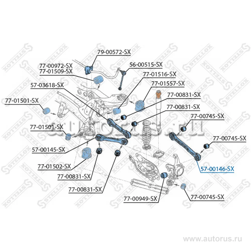 Рычаг задний верхний BMW E81/E87 04>/E90/E91 05> STELLOX 57-00146-SX