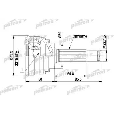 ШРУС наружн к-кт 25x50x22 MITSUBISHI: COLT 78-05/92, GA PATRON PCV1047