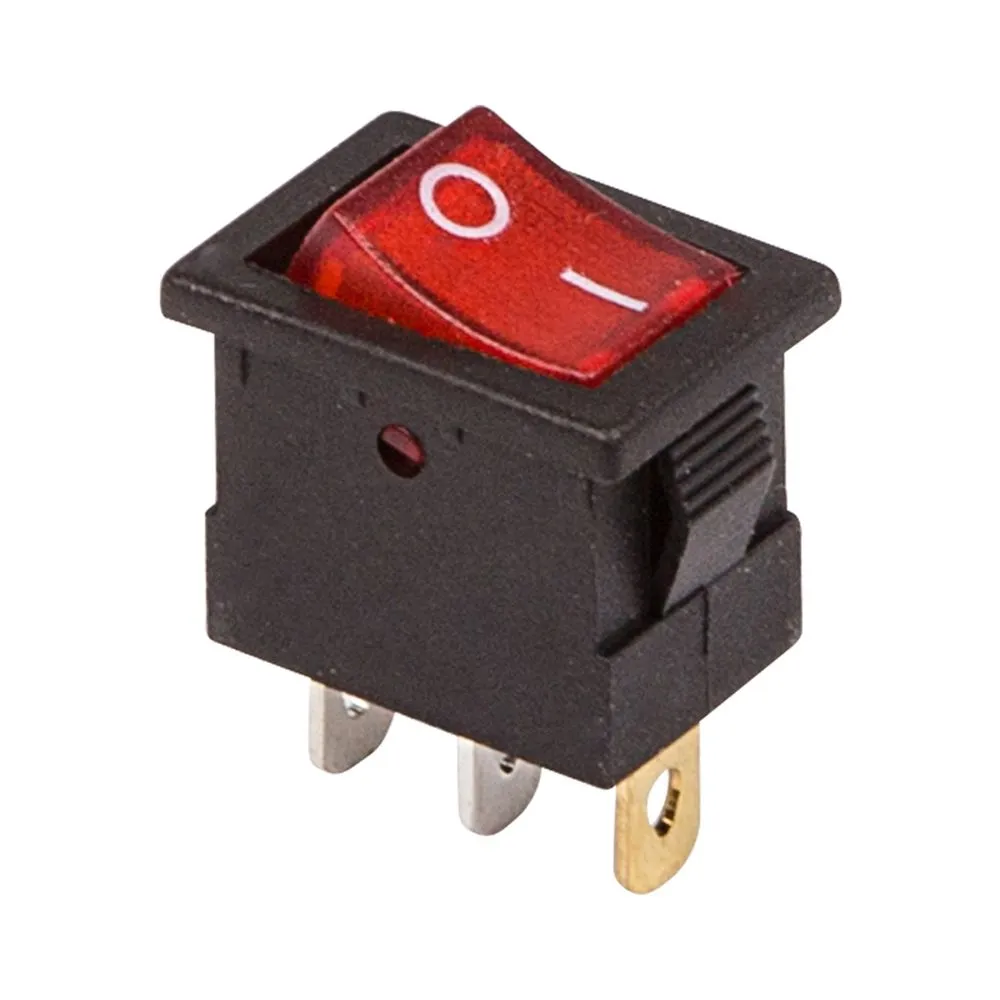 Выключатель клавишный 12V 15А (3с) ON-OFF красный с подсветкой Mini (RWB-206-1, SC-768) REXANT 36-2170
