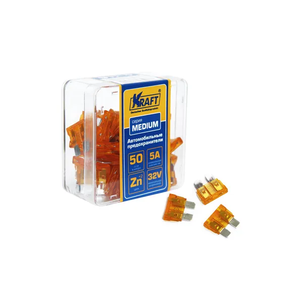 Набор предохранителей 5А (MEDIUM 50шт) пласт.кор. KRAFT KT870001