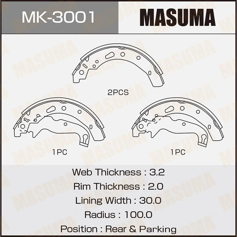 Колодки барабанные M MASUMA MK3001