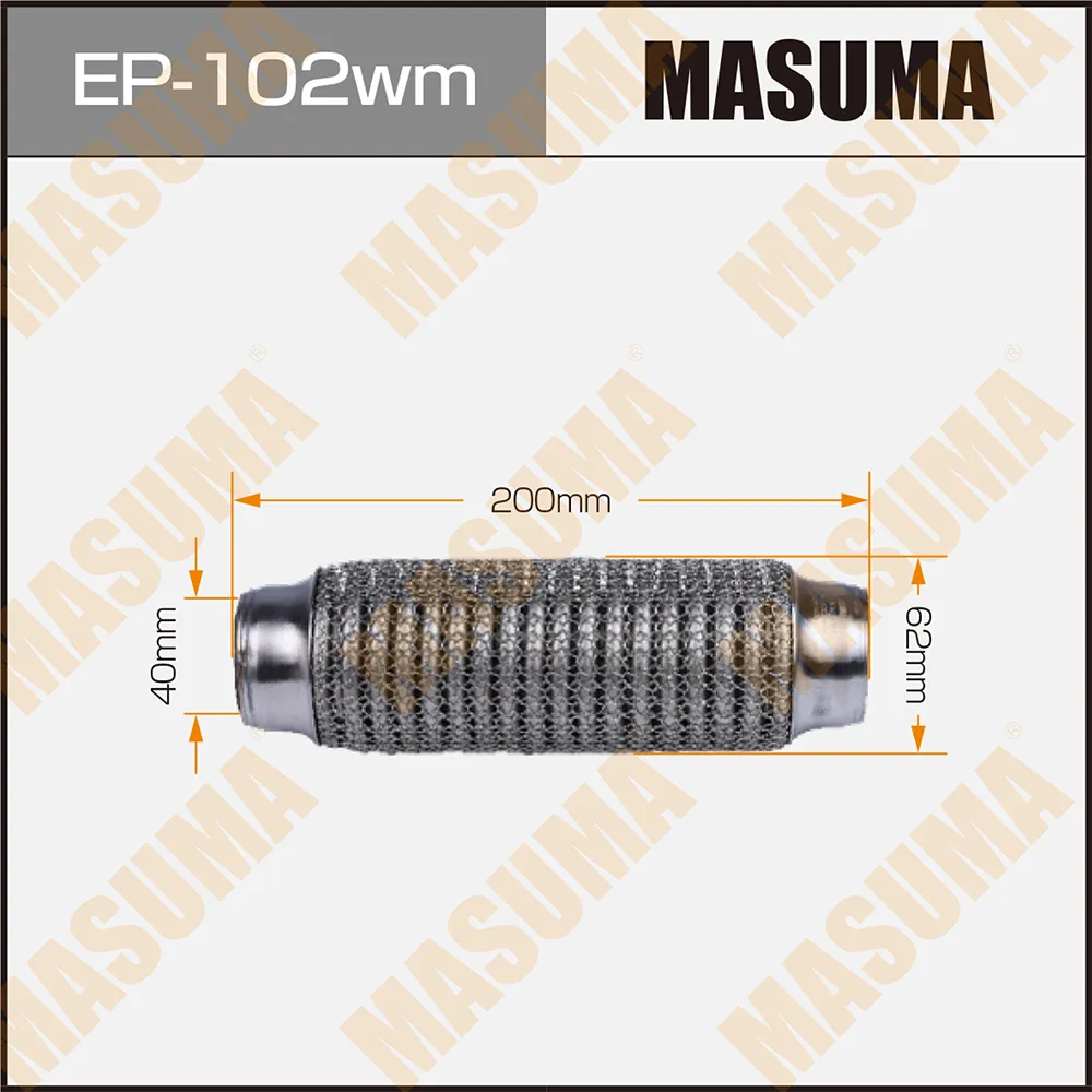 Гофра глушителя 3-х слойная 40х200 3-х слойная, wiremesh, interlock, 40х200 MASUMA EP-102wm