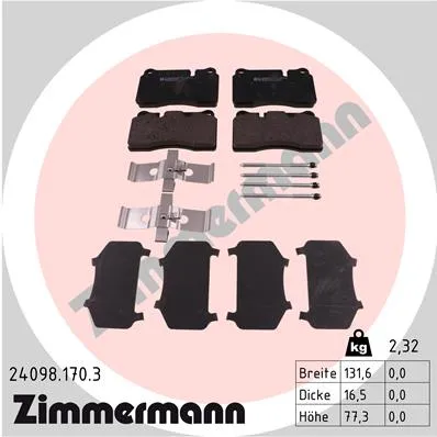 Колодки тормозные передний VAG TOUAREG (7LA, 7L6, 7L7),TOUAREG (7P5) ZIMMERMANN 240981703