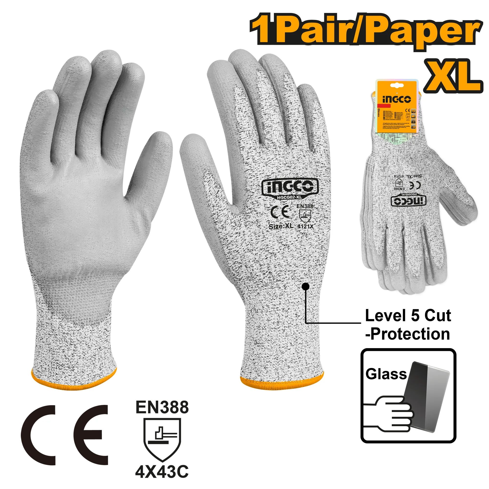 Перчатки для защиты от порезов XL (12/120) INDUSTRIAL INGCO HGCG02-XL