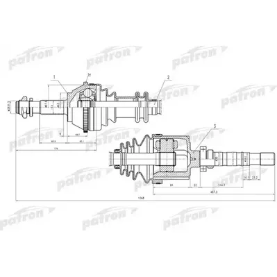Полуось прав PEUGEOT: J5, CITROEN: C25,FIAT: Ducato 1.8-2. PATRON PDS0129