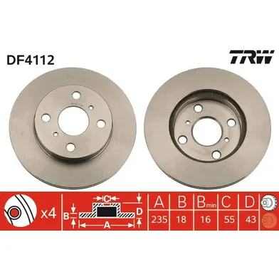 Диск тормозной передний TOYOTA ECHO/YARIS TRW DF4112