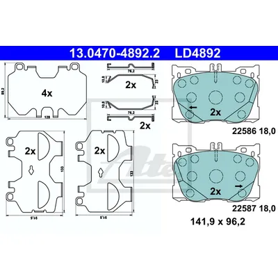 Колодки (Ceramic) MB CLS C257 (2017-),E-CLASS W213 (2016-),GLC (2015-) ATE 13047048922