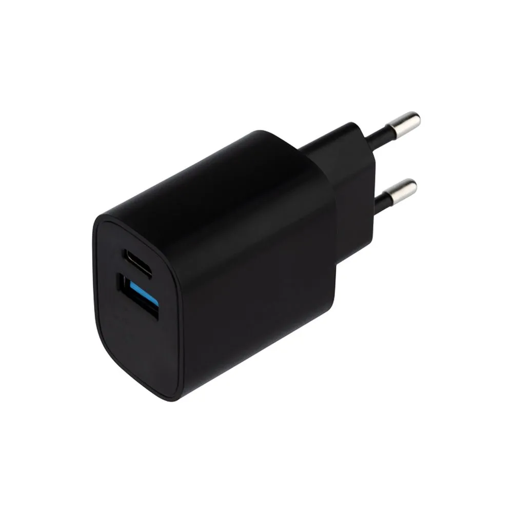 Сетевое зарядное устройство USB + Type-C, 5V, 2.4 A, черное REXANT 16-0297