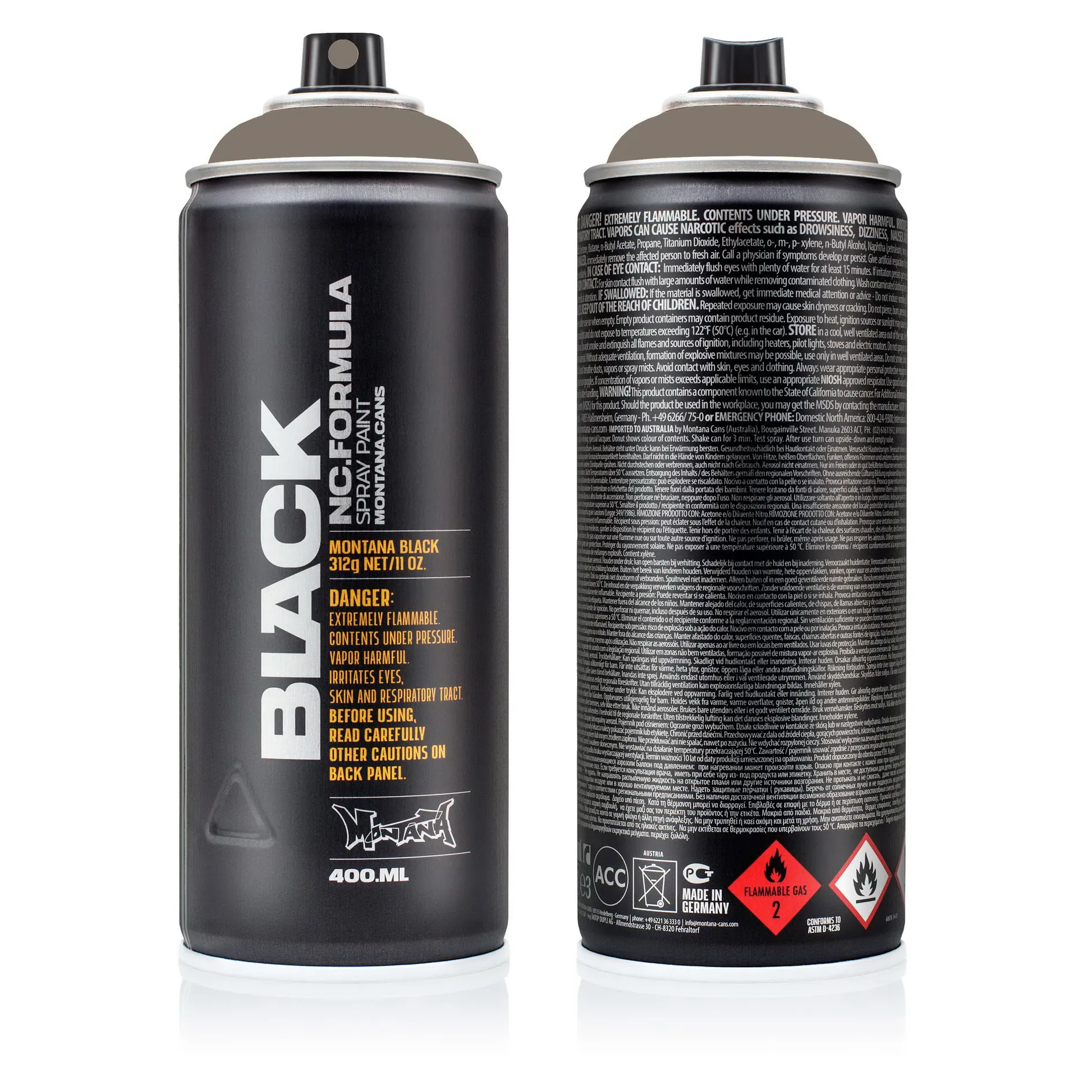MONTANA Краска BLACK грязно-серая 0,4л MONTANA CANS 7130 BLK