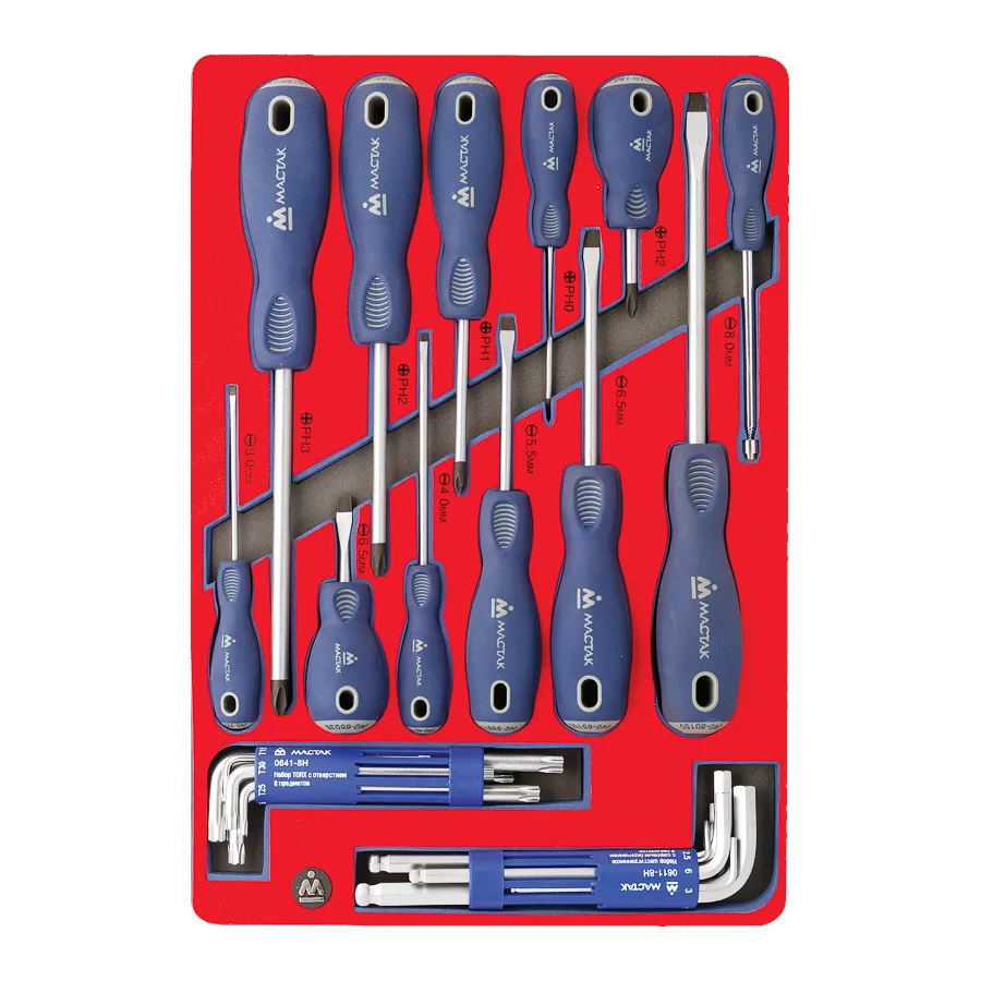 Набор отверток, шестигранников и TORX, ложемент, 27 предметов МАСТАК 5-40627