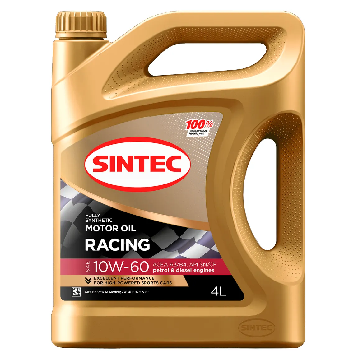 Масло моторное синтетическое Racing 10W60 API SN/CF ACEA A3/B4 4л Sintec 999843