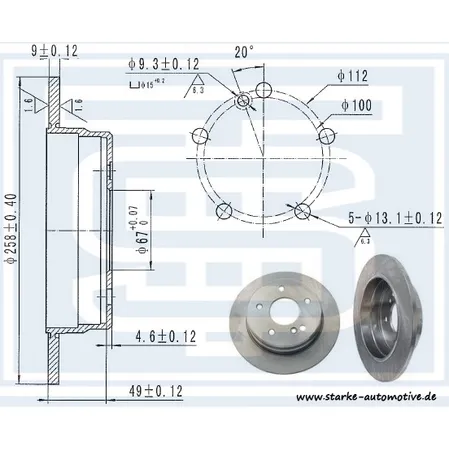 Диск тормозной задний MER W201 / W124 / W202 258X9 STARKE 172-929