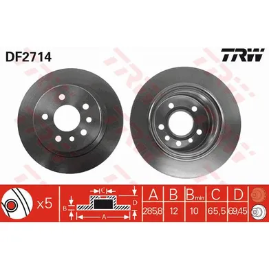 Диск тормозной задний OPEL OMEB (94-03) TRW DF2714
