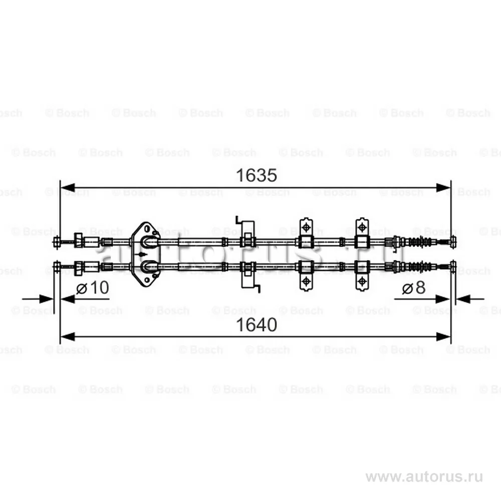 Трос ручного тормоза MAZDA 6 02- 1640/1635 мм BOSCH 1 987 482 054
