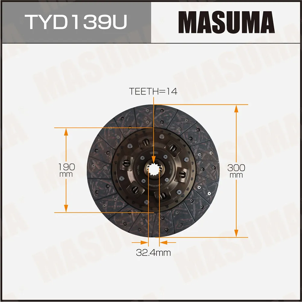 Диск сцепления TOYOTA COASTER MASUMA TYD139U
