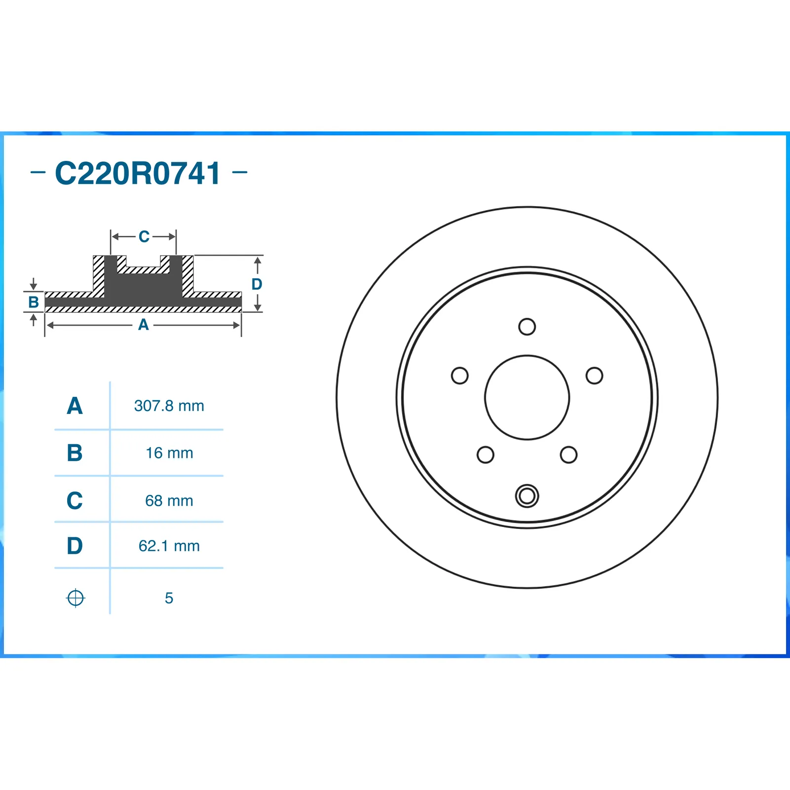 Диск тормозной задний CWORKS C220R0741