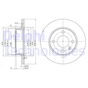 Диск тормозной передний SKODA FELICIA/VW CADDY II /D=236MM DELPHI BG2910