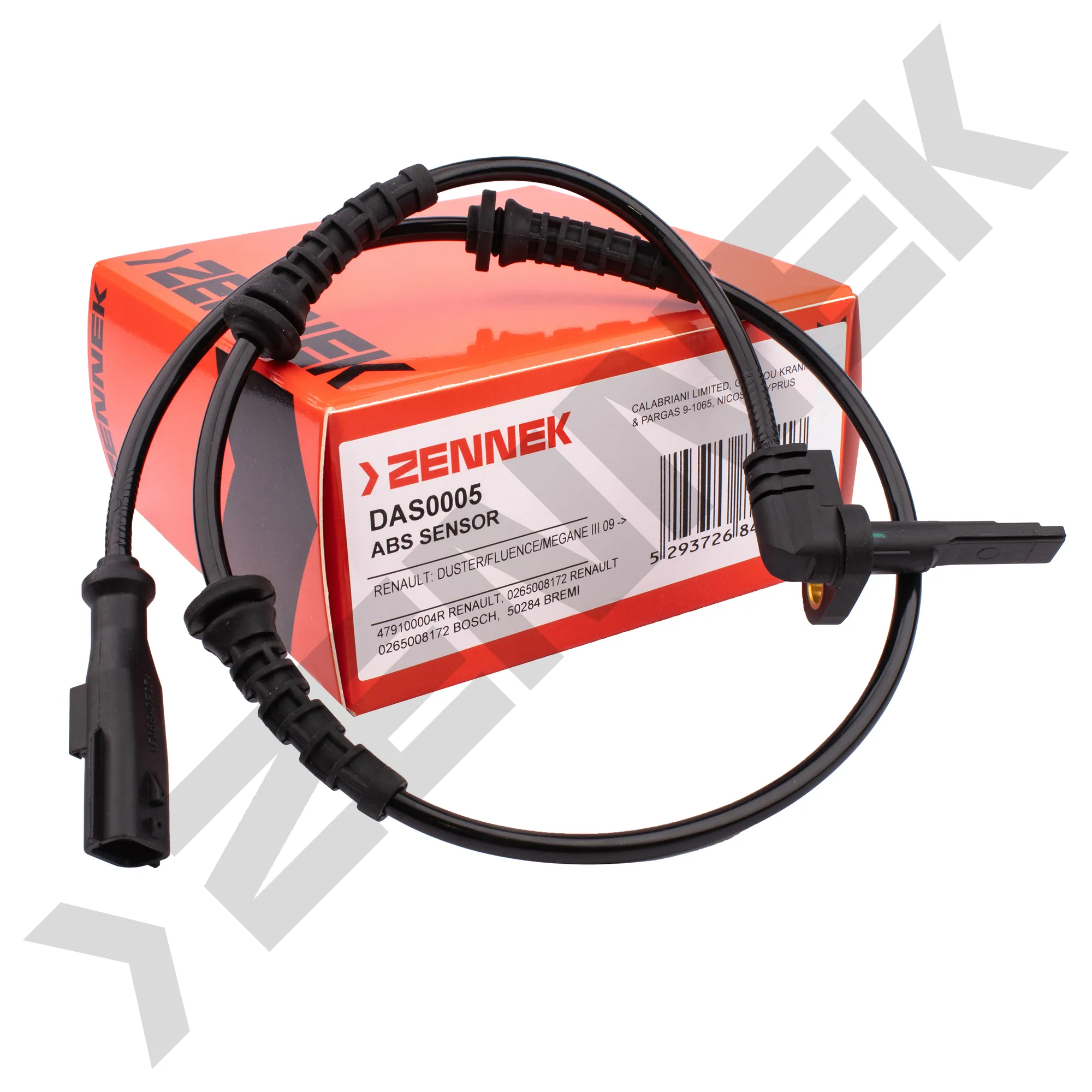 Датчик ABS передний левый/правый RENAULT DUSTER/FLUENCE/MEGANE III 09 - ZENNEK DAS0005
