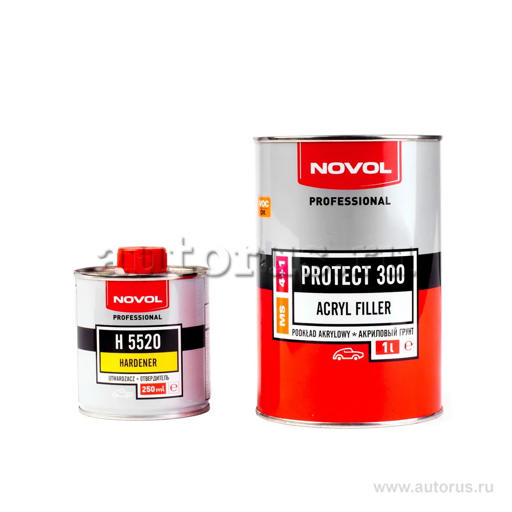 Акриловый грунт! PROTECT 300 4+1 черный 1l, отверд. докуп. отдельно Novol 37041