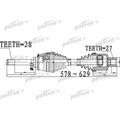 Полуось передний мост слева 28X578X53X27 SSANG YONG REXTON PATRON PDS0533
