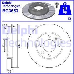Диск тормозной задний CITROEN C4/PEUGEOT 307 DELPHI BG3653