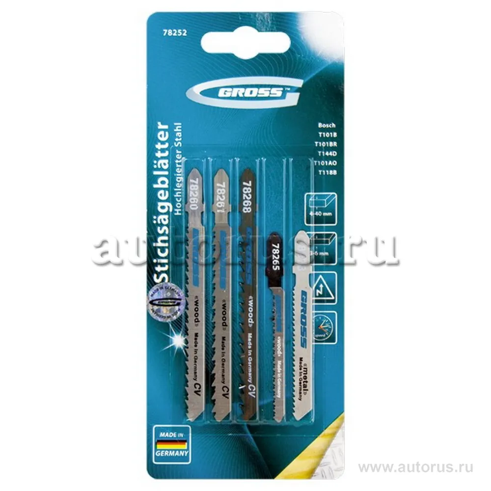 Набор полотен для электролобзика универсальный, 5шт. GROSS 78252