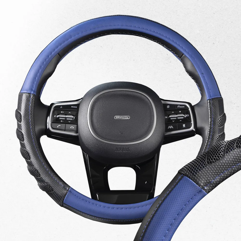Оплетка Racer-1 M Черно/Синяя экокожа, SKYWAY SKYWAY S01102415