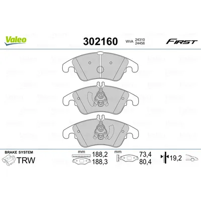 Колодки тормозные MERCEDES C CLASS 07- перед _WVA24310 VALEO 302160