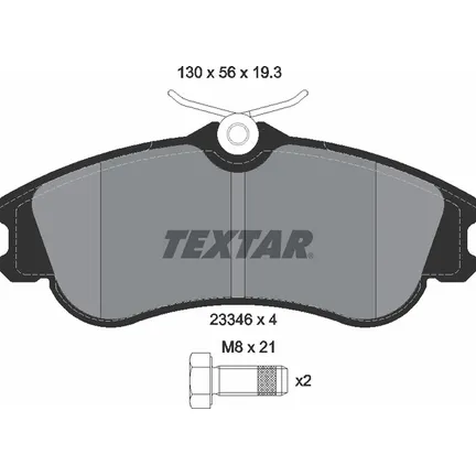 К-кт дисковых колодок PEUGEOT 206 99-, 206 CC 00-, 206 SW 02-, PARTNER 96-, CITROEN BERLINGO 96-, XS TEXTAR 2334602