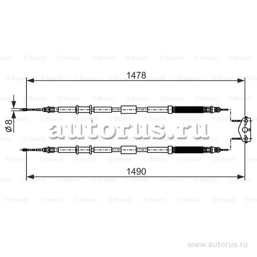 Трос ручного тормоза opel corsa d 1490 1478 мм