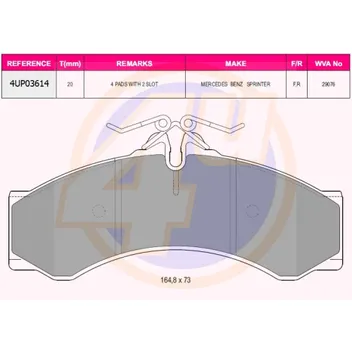 Колодки передние MER SPRINTER 408D-412D 96-/ VW LT46 2.3I-2.8TDI 96- 4U 4UP03614