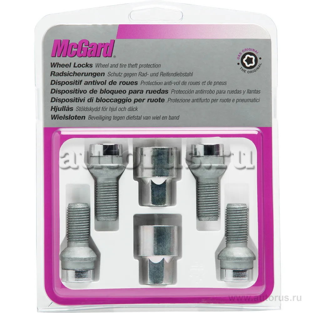Секретки колесные болт M14x1,5 хром, длинна 46,7 mm, полусфера , под ключ 17 mm, (2 ключа) McGard 38018 SU