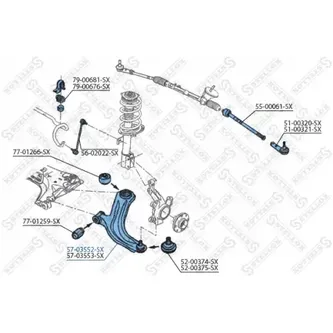 Рычаг передний левый Renault Kangoo 1.6/1.5DCi 08> STELLOX 57-03552-SX