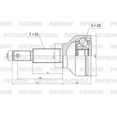 ШРУС нар. 31x57,7x28 FORD Transit 13- PATRON PCV2179
