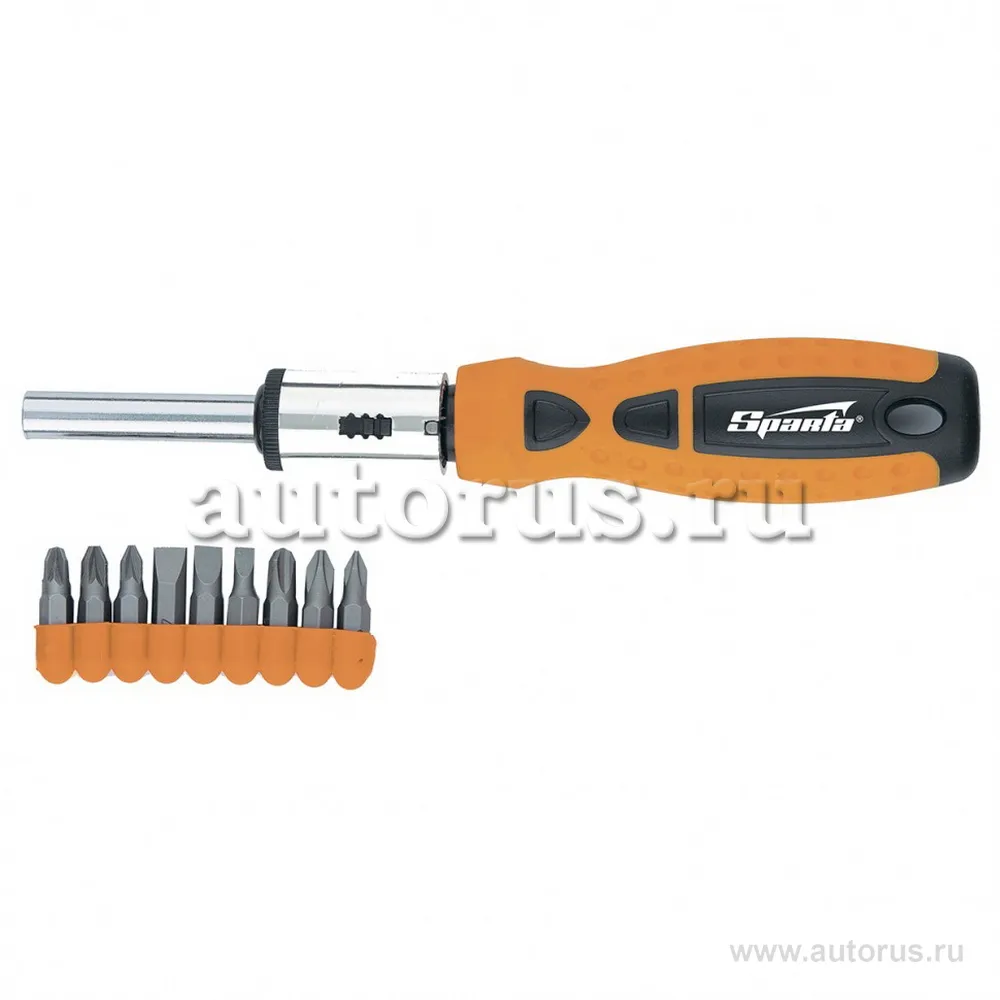 Отвертка реверсивная, набор бит, 10 шт. CrV SPARTA 115455