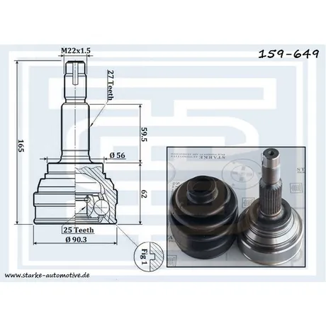 ШРУС NISSAN PRIMERA (P10) без ABS STARKE 159-649