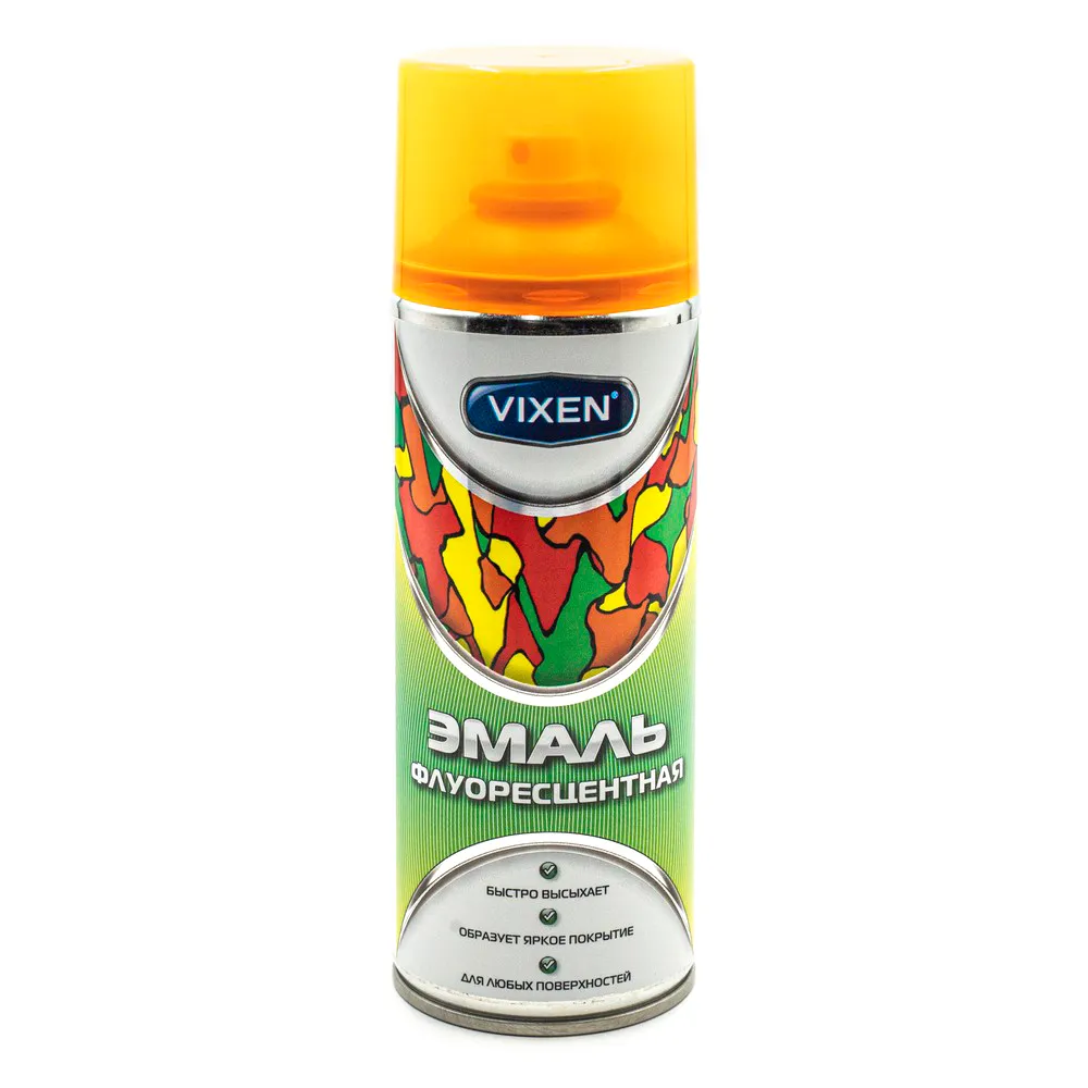 Эмаль флуоресцентная, оранжевая, аэрозоль 520 мл VIXEN VX-54003