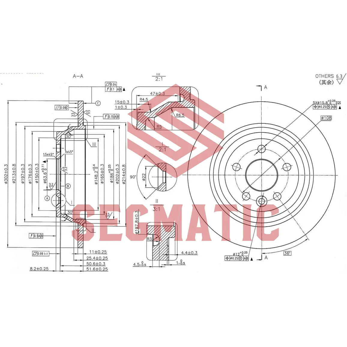 Диск тормозной задний LAND ROVER FREELANDER 2 06-14 302X11 SEGMATIC SBD30093350