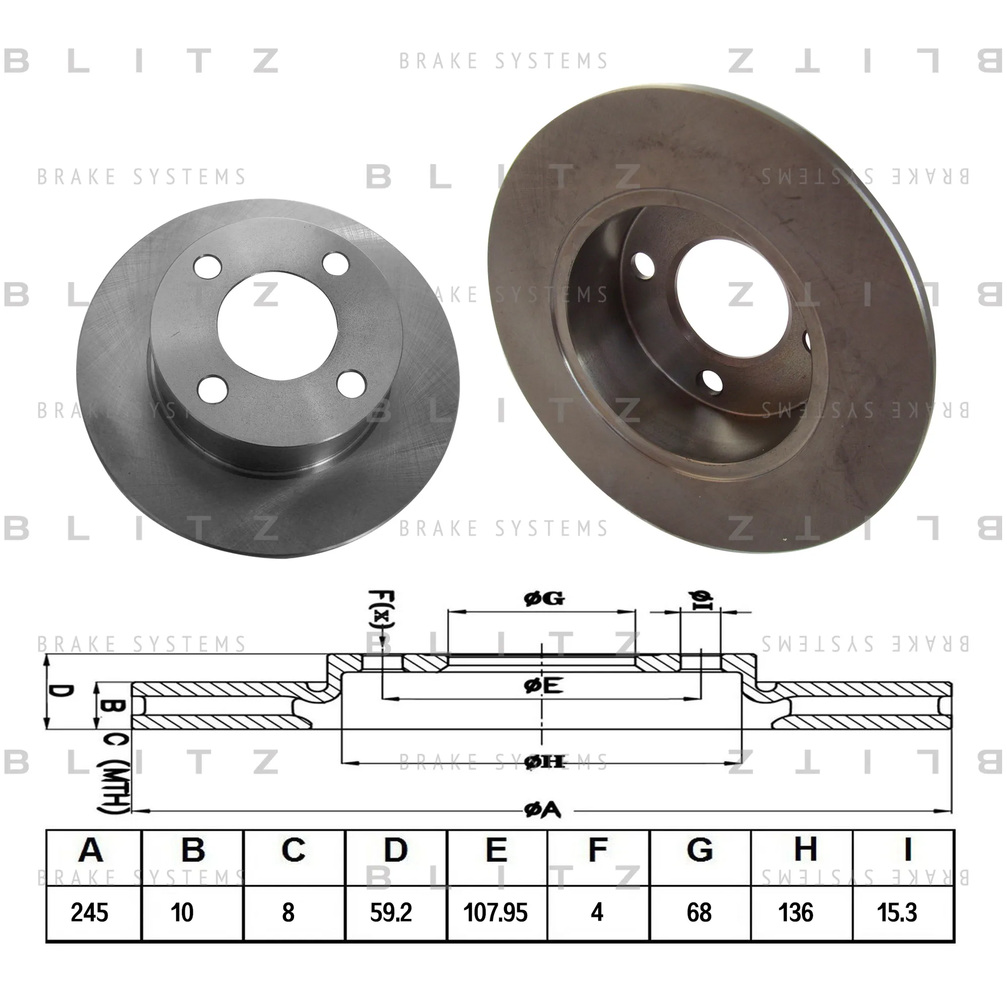 Диск тормозной задний AUDI 80/90/100 86> BLITZ BS0102