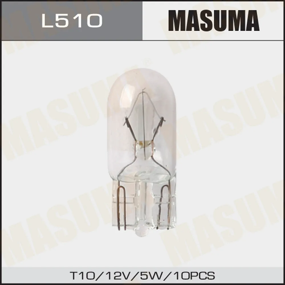 Лампа 12V T10 5W MASUMA 10 шт. картон L510
