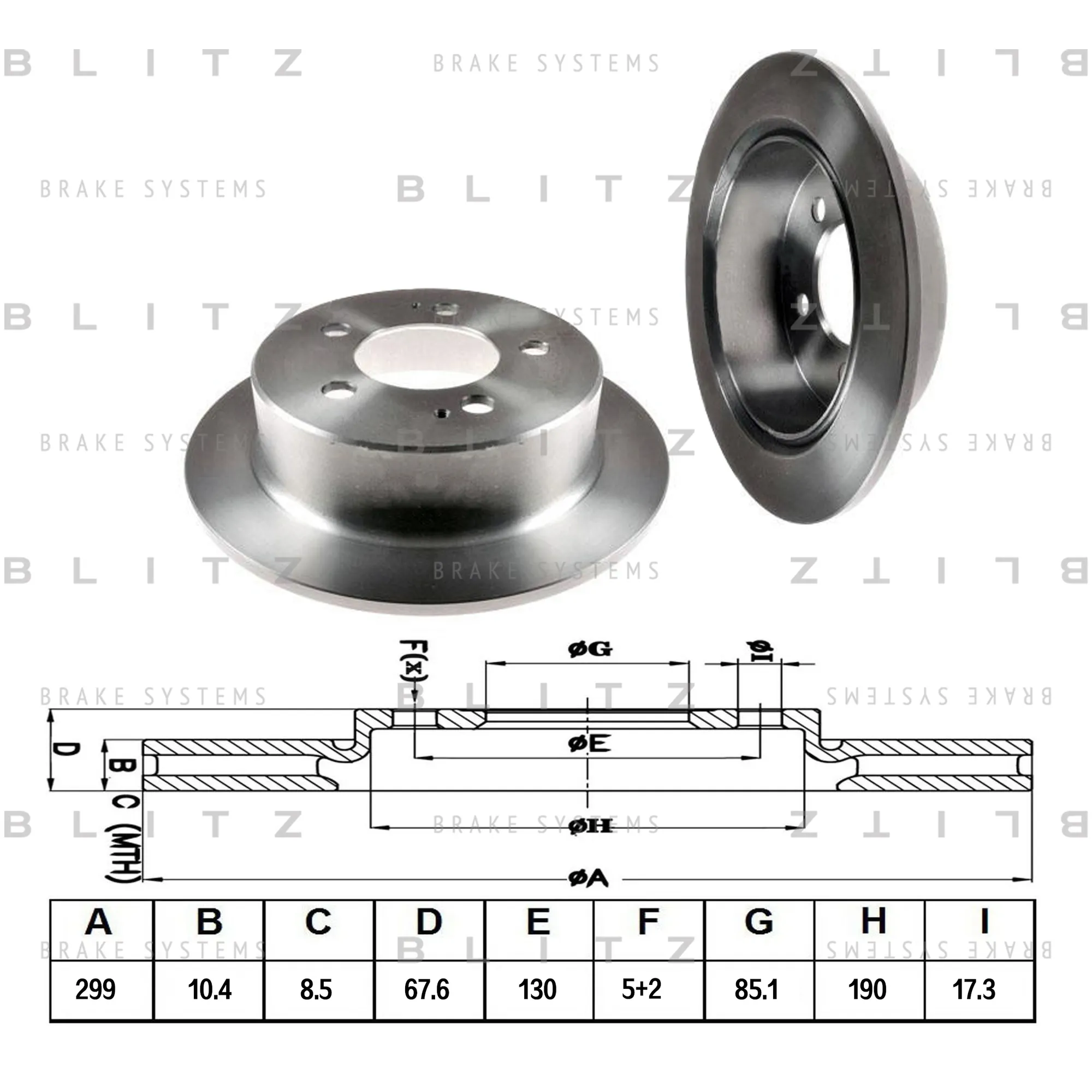 Диск тормозной задний SSANGYONG ACTYON/KYRON 05-> BLITZ BS0383