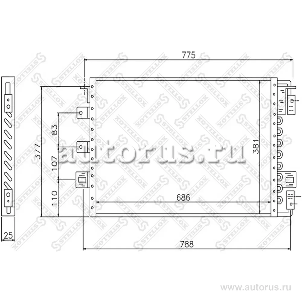 Радиатор конд. Chrysler Voyager 3.0 96 STELLOX 1045082_SX