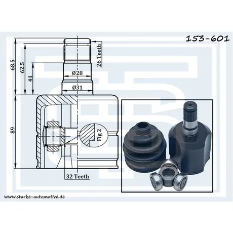 ШРУС КПП VW GOLF V / PASSAT (B6) 1,6/2,0 FSI «Трипод» STARKE 153-601